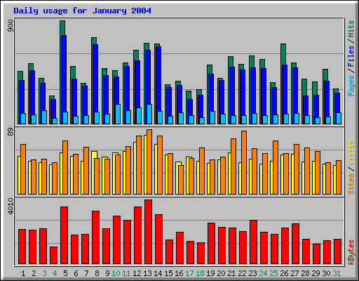 Daily usage for January 2004